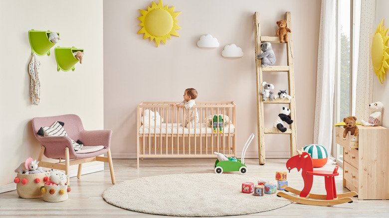 decorated nursery with baby