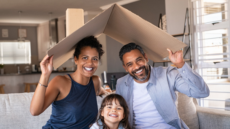 family under a pretend roof