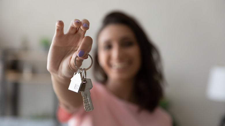 woman with keys