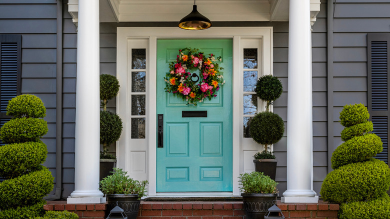 teal front door