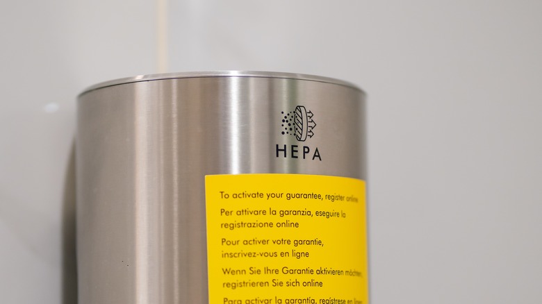 air filter with a hepa label