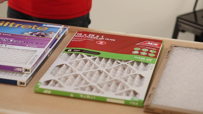 different air filter types on a table