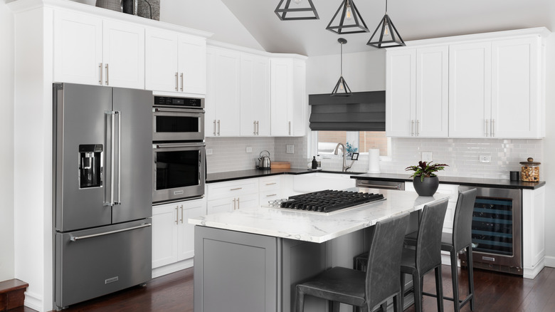 Kitchen with stainless steel appliances