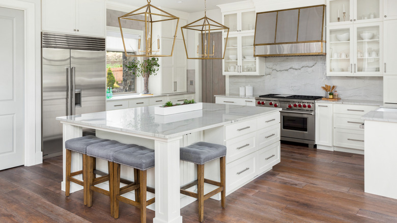 A modern kitchen with a large central island