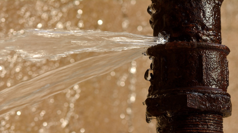 Burst pipe leaking water