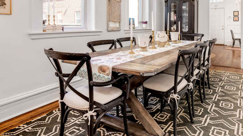 large wooden farmhouse table