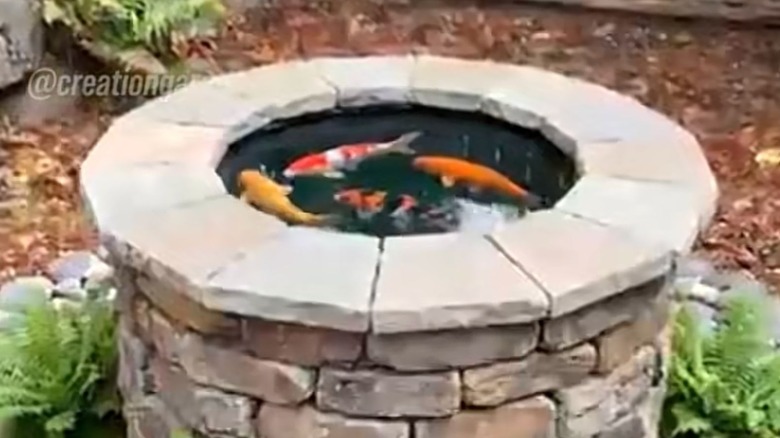 Koi pond made out of tires
