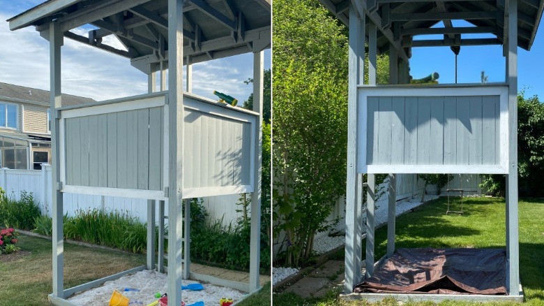 before and after of perimeter garden