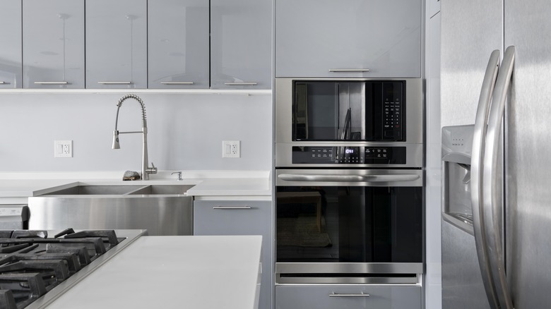 grey high gloss cabinets