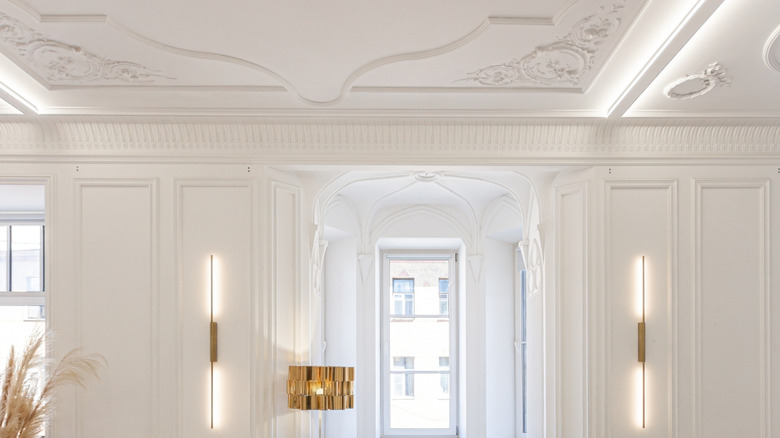 A ceiling with decorative molding