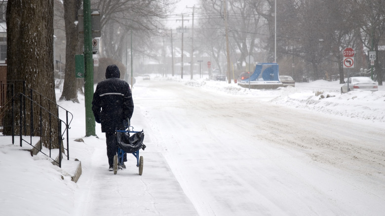 Mail delivery during a snowstorm