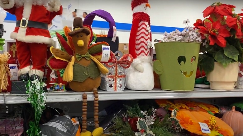 holiday decor items at a thrift shop