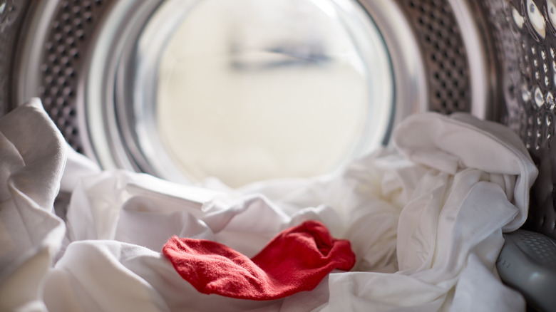 Red sock in washing machine