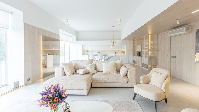 all white living room