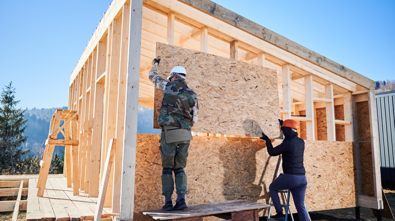 carpenters building house