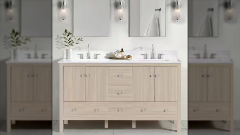 The Glacier Bay Rory doubler sink bathroom vanity