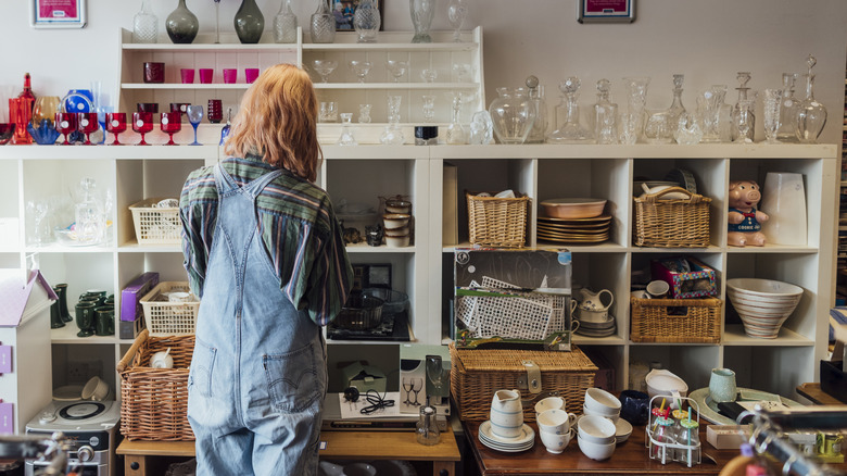 Person shopping in a second-hand store