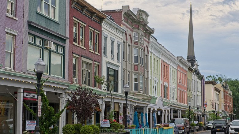 Colorful street of shops in Kingston