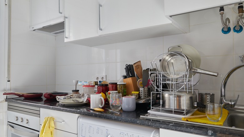 Cluttered countertop