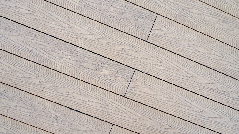 Top-down view of real-wood-looking deck boards
