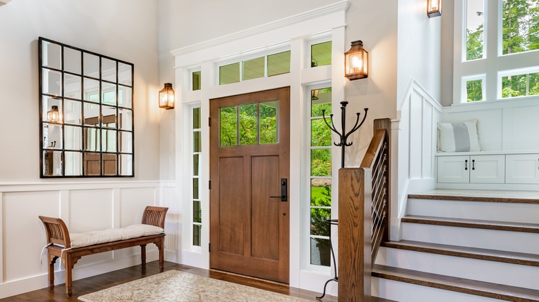 clear glass windows around door