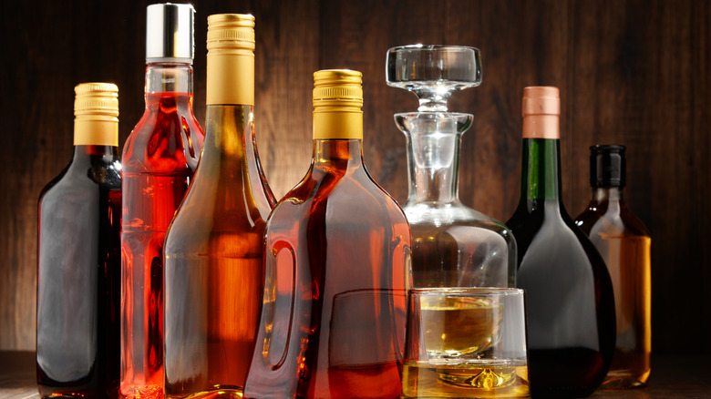 Row of alcohol bottles