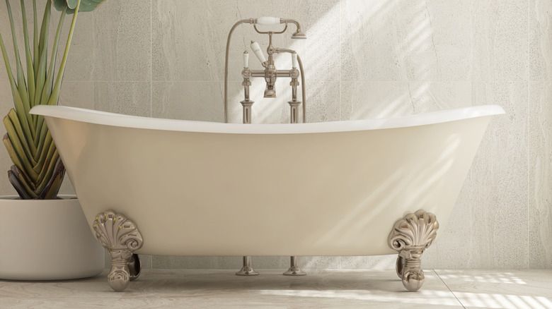 Claw-footed porcelain bathtub