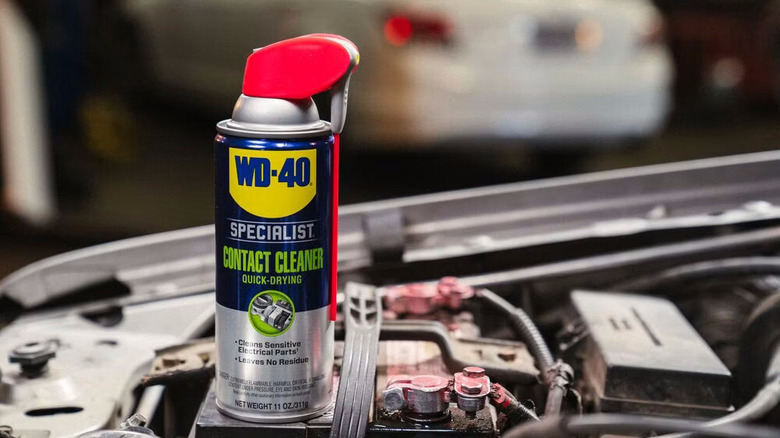 WD-40 Specialist Contact Cleaner on a car engine