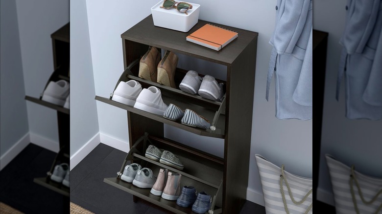IKEA BISSA with doors open showing shoes inside