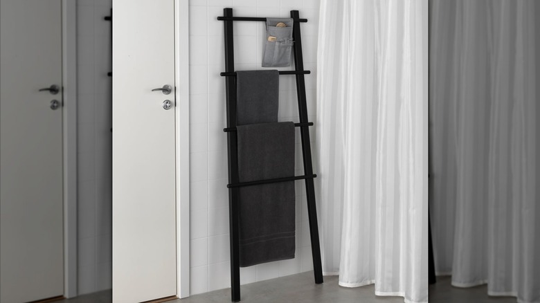 IKEA VILTO Towel stand leaning up against a wall