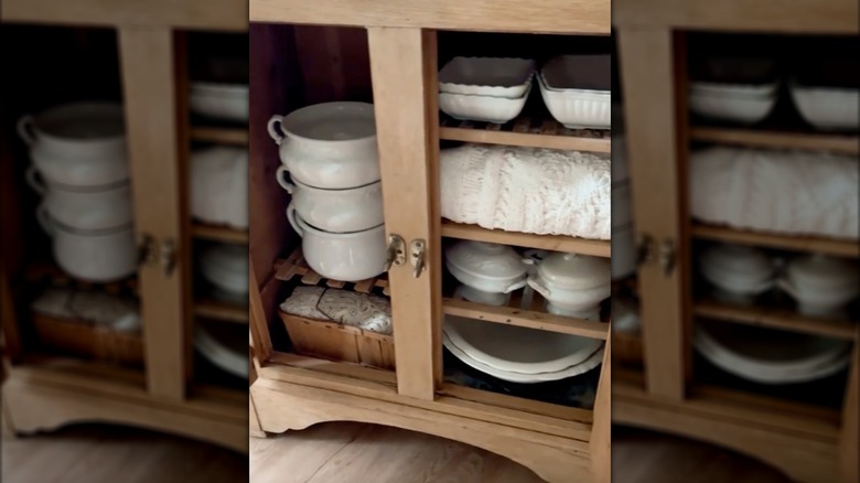 An interior shot of an ice box cabinet