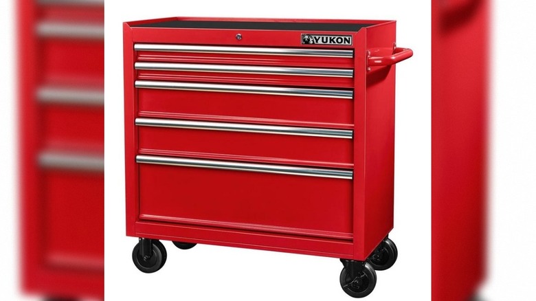 The Yukon 5-Drawer Rolling Tool Cabinet isolated on a white background