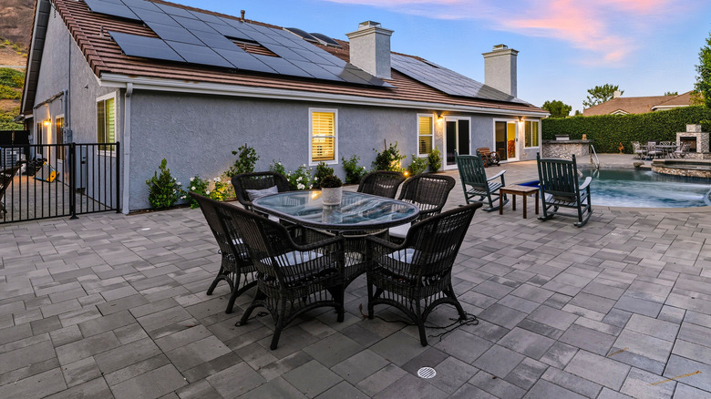 Patio areas can now be constructed with pavers made from recycled plastic and glass