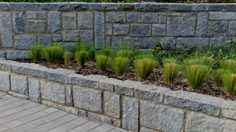 Granite retaining wall