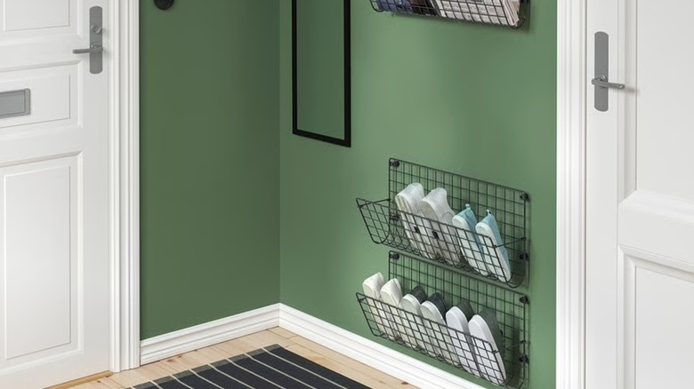 IKEA GREJIG wall pocket holding pairs of shoes