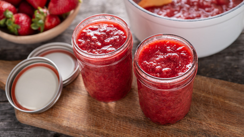 Homemade Strawberry Jam in Jars