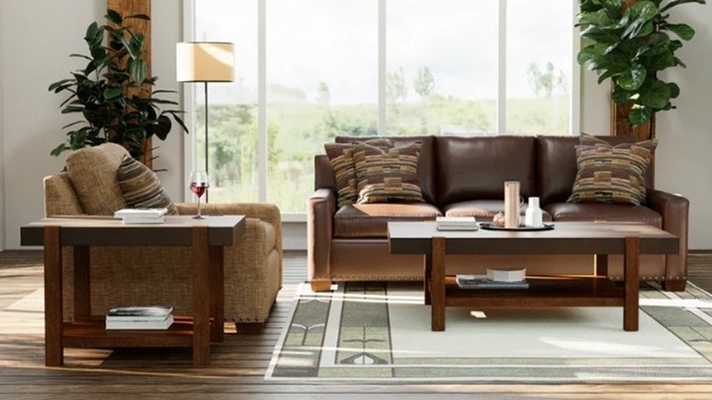 Brown furniture in a room