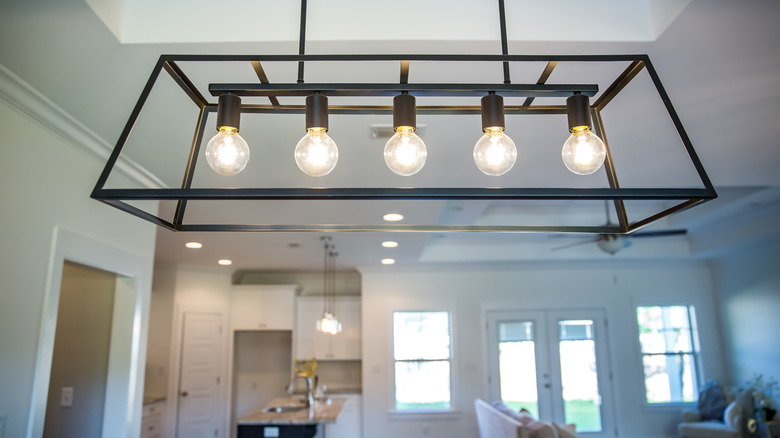 Closeup of a statement light fixture in a house
