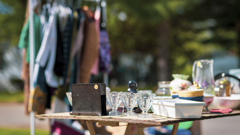 full table at garage sale