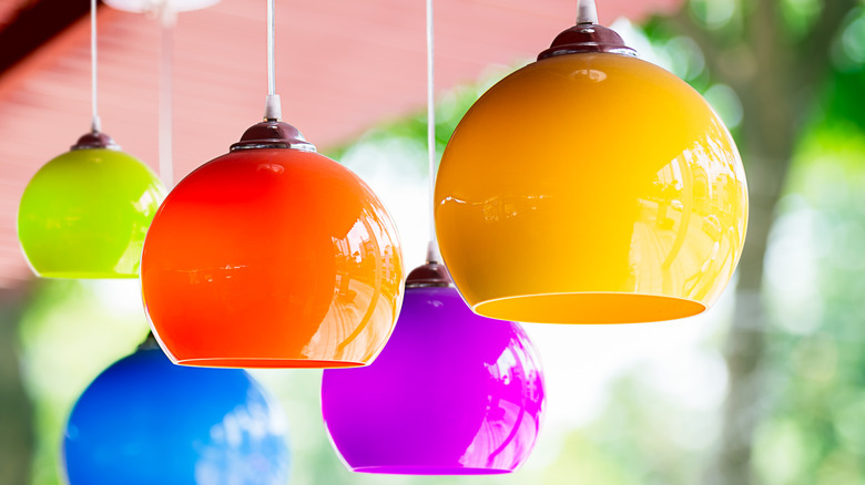 Colorful hanging ceramic lamps