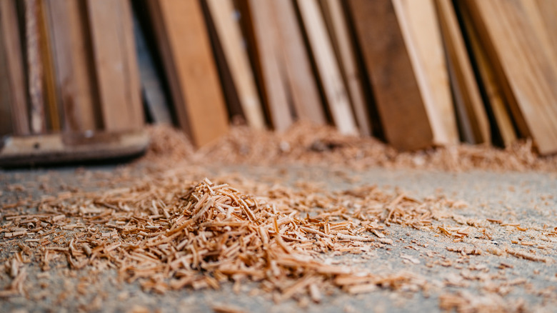 sawdust sitting on workshop floor