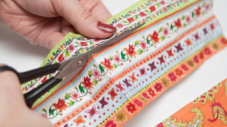 cutting patterned tissue paper