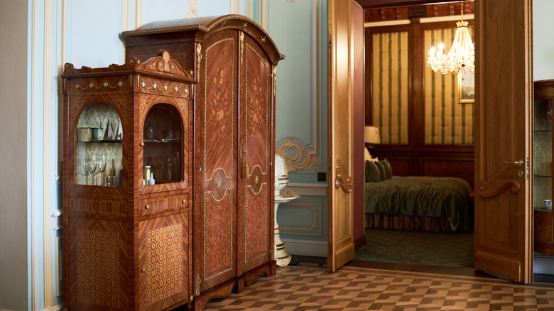 Antique wardrobe in a vintage style home