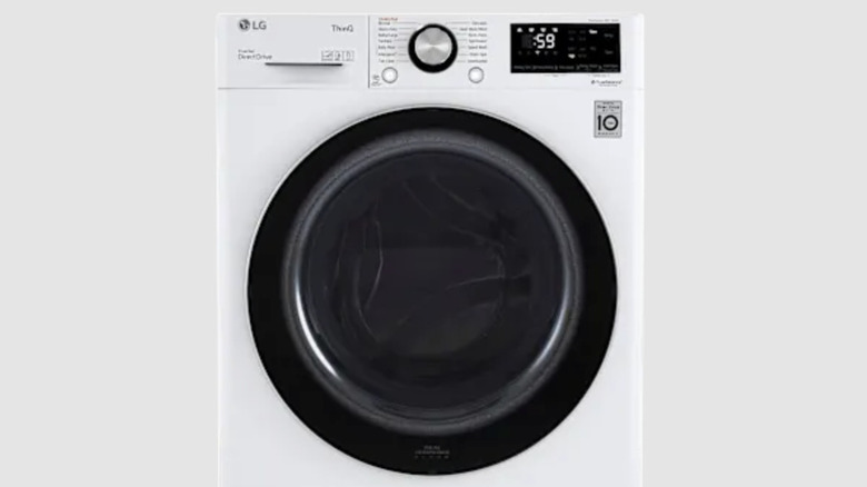 A front view of an LG WM1455HWA washing machine
