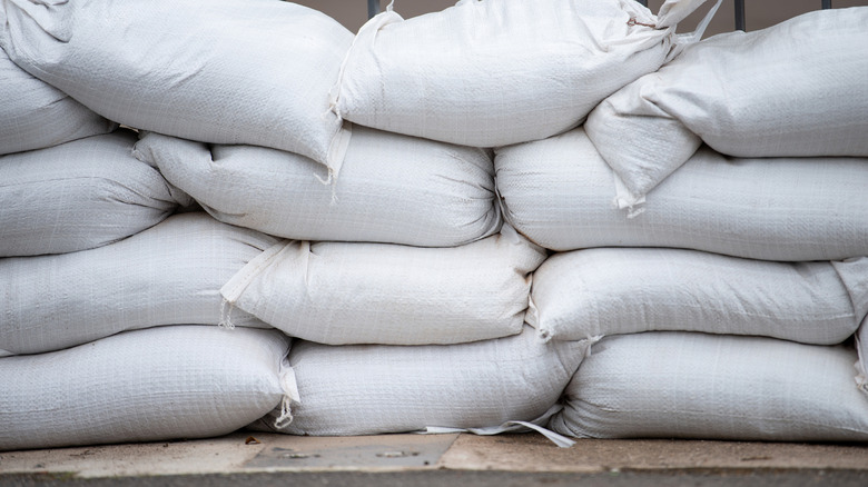 Sandbags can be used for retaining walls as well as flood defense