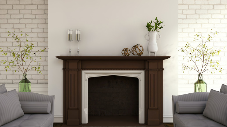 Empty wall above a mantel