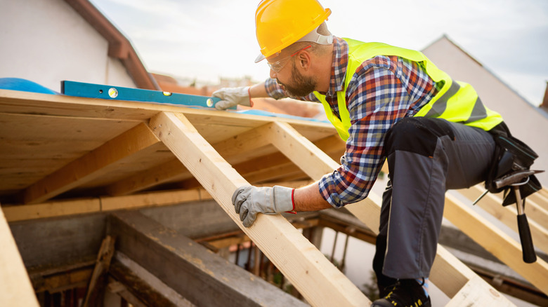 A roofer doing construction.