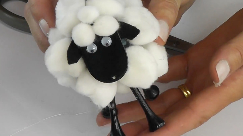 DIY sheep decor with golf tee legs