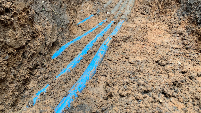 Old polybutylene pipe in the ground