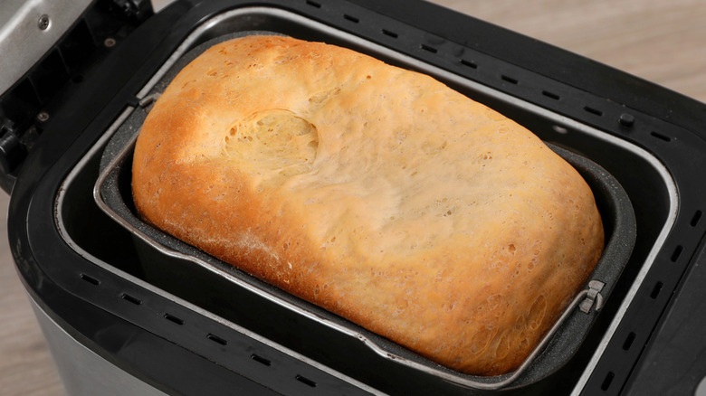 fresh loaf of bread in bread machine